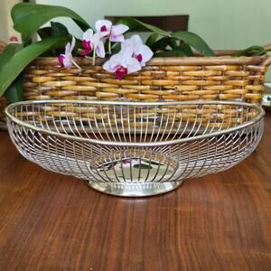 Vintage Raimond Silver Plate Wire Basket Bread Fruit Mid Century Mod Italy 1960s
